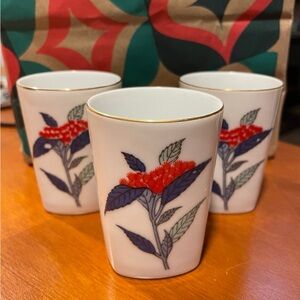 Fukagawa Set of 3 Floral Sake Cups
